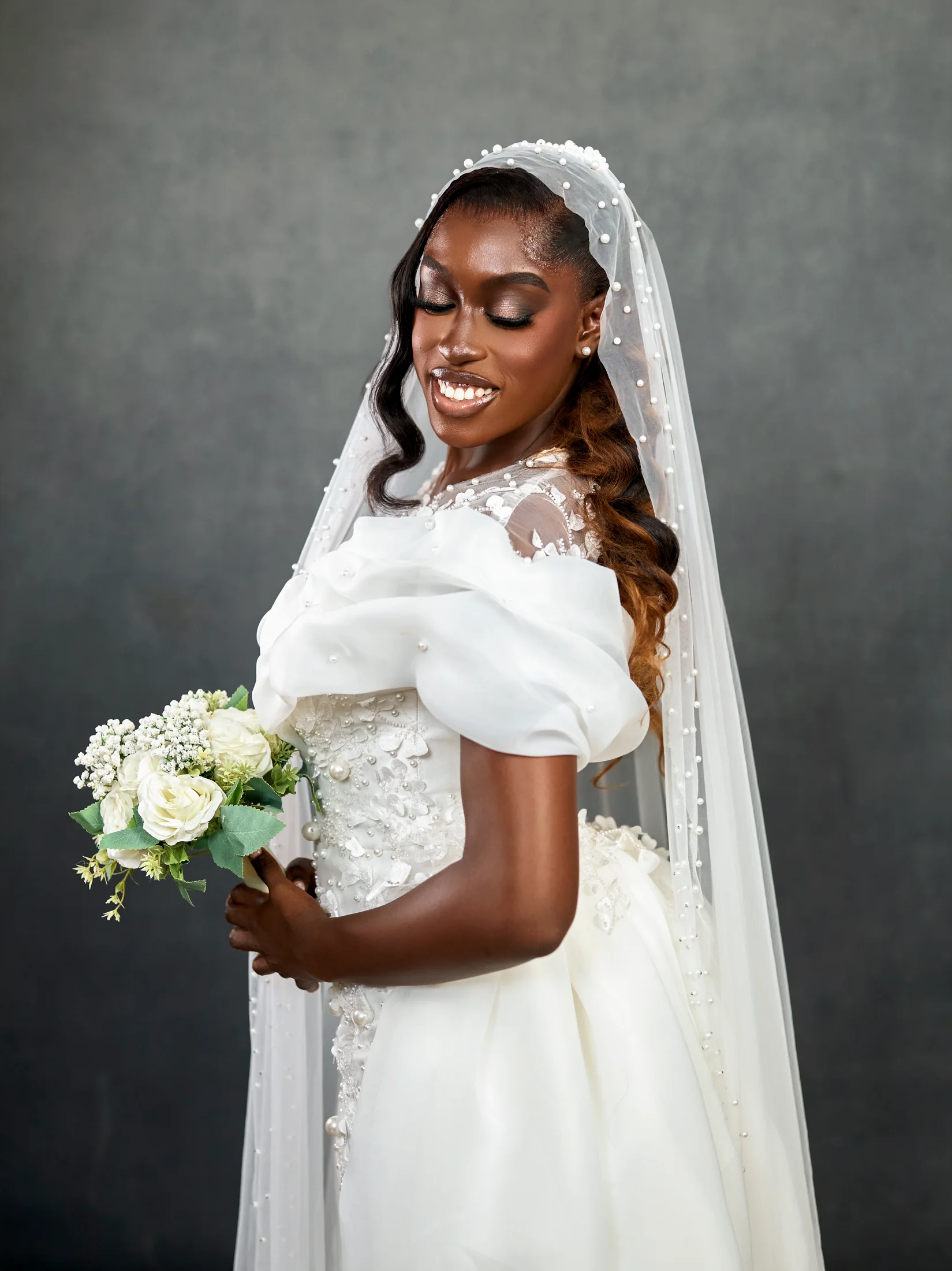 Close-up bridal portrait by Esthereze Bridal